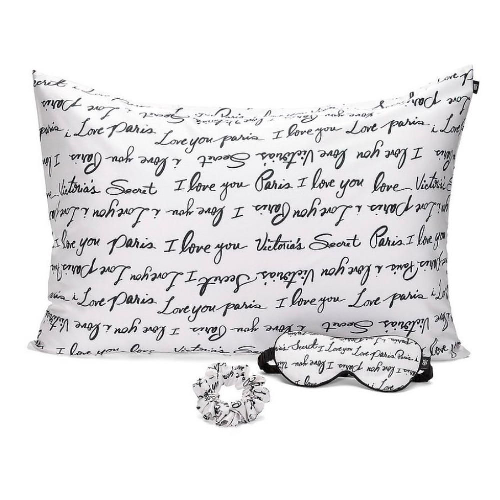 NWT Victoria's Secret 3Piece Satin Accessories Set:Pillowcase-Eye Mask-Scrunchie